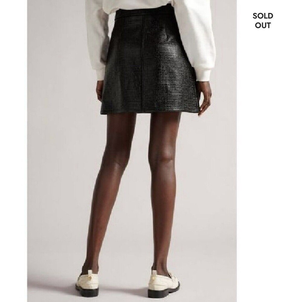 Ted Baker NWT‎ $225 Magge Mini Utility Skirt Faux Leather 4